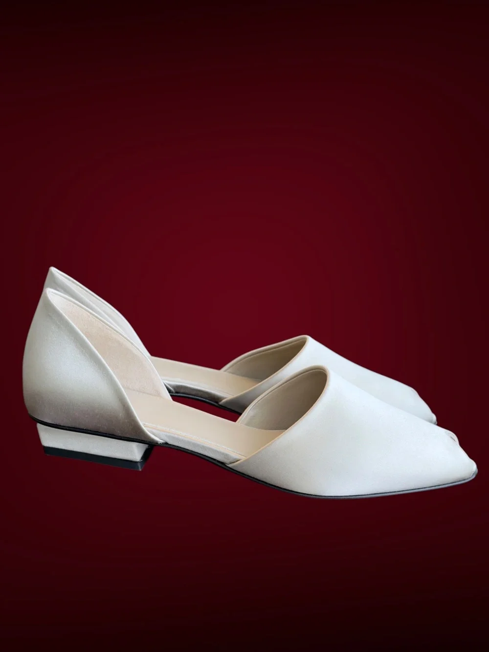 TOTEME Satin D’Orsay Flats Ivory Cream Open Toe Ballet Luxury Shoes Size 37
